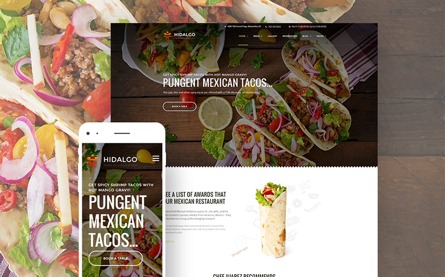 Thème WordPress pour un restaurant de cuisine mexicaine