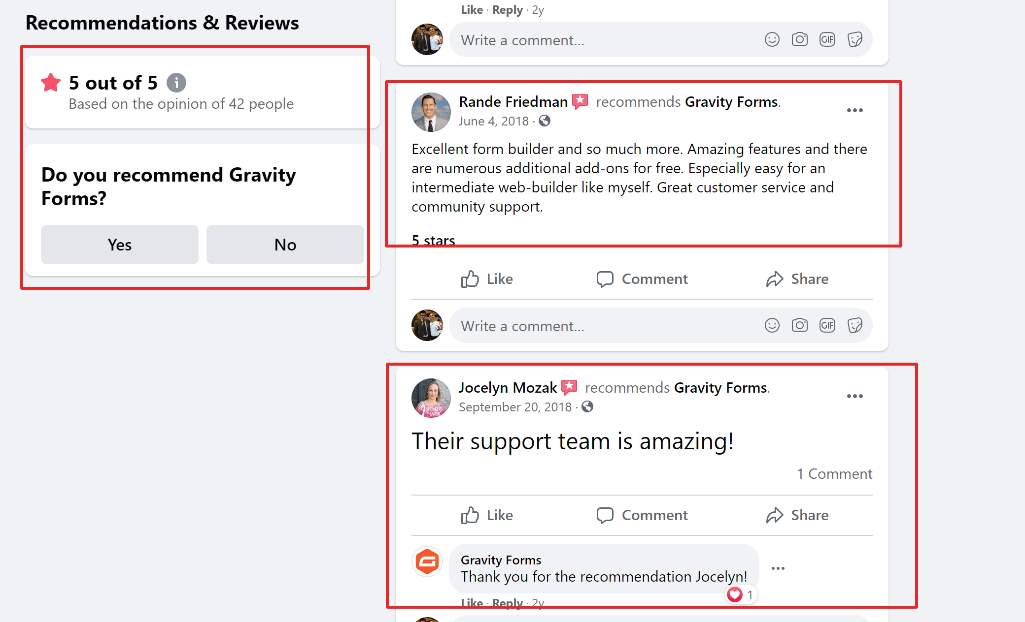 La gravità forma le testimonianze delle recensioni dei clienti WP Plugin