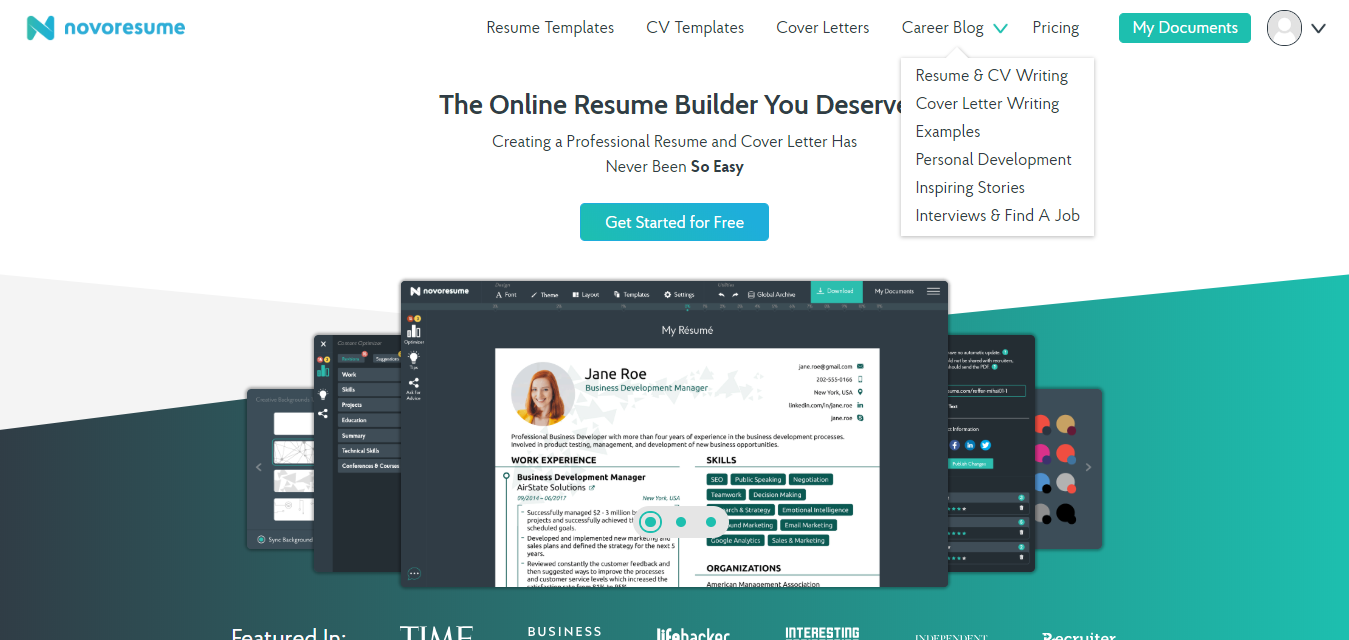 Novoresume resume and Cv builder