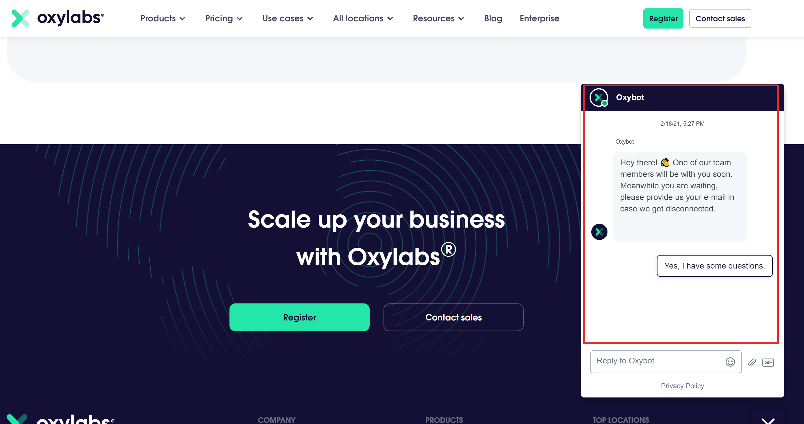 Avis sur le support d'Oxylab