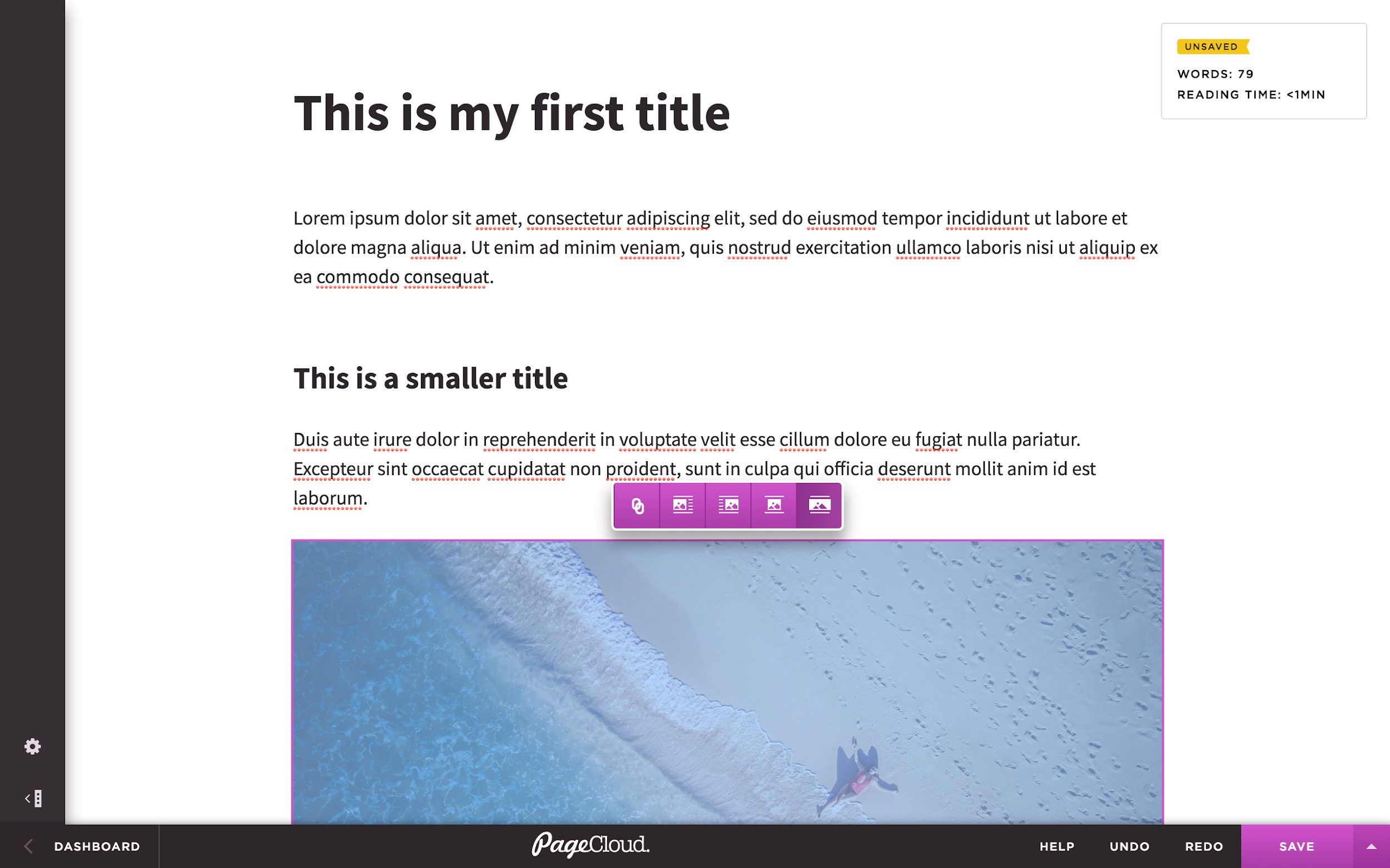 PageCloud Review - Le tout premier design