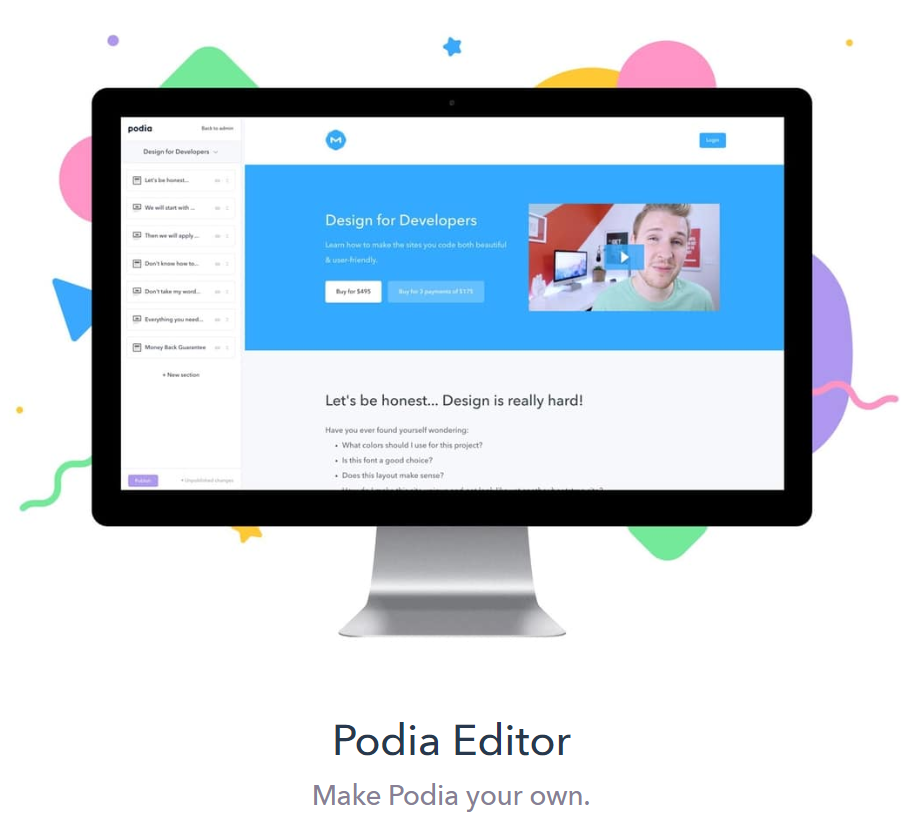 Podia Review- Podia Editor