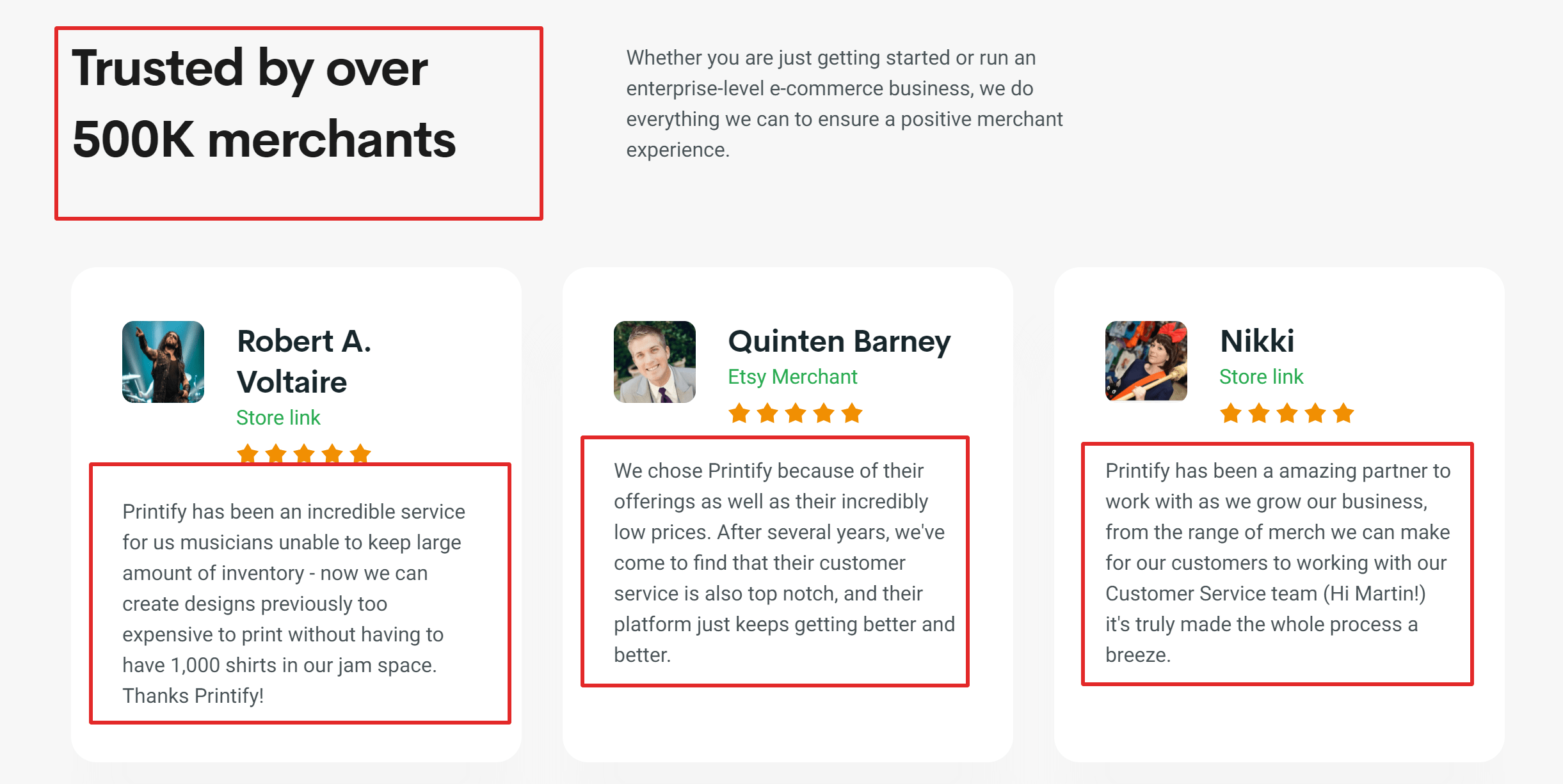 Printify Trusted Customer reviews
