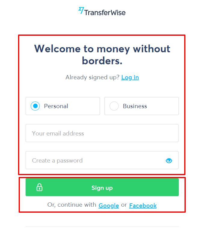 TransferWise Review- Sign up