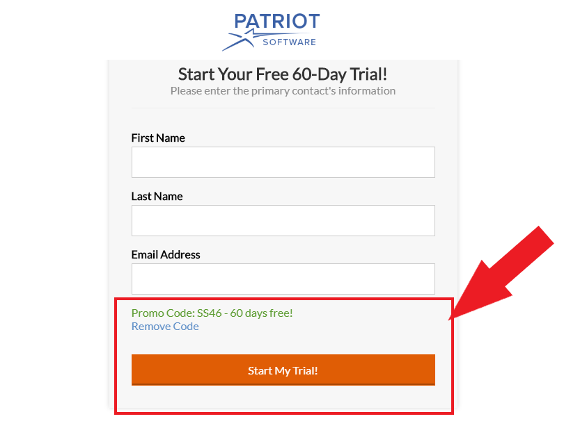 Code de coupon de réduction du logiciel Patriot