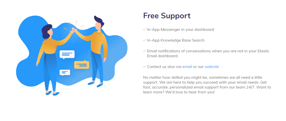 elastic email review- Free Support