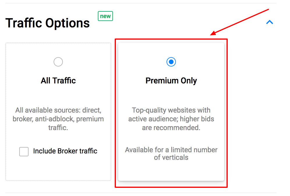 Traffic Options - Push Ads Guide
