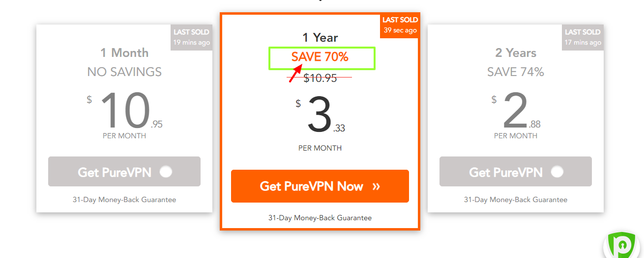 PureVPN折扣优惠券代码-PURE Vpn定价计划