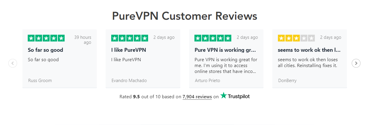 PureVPN Customer Reviews
