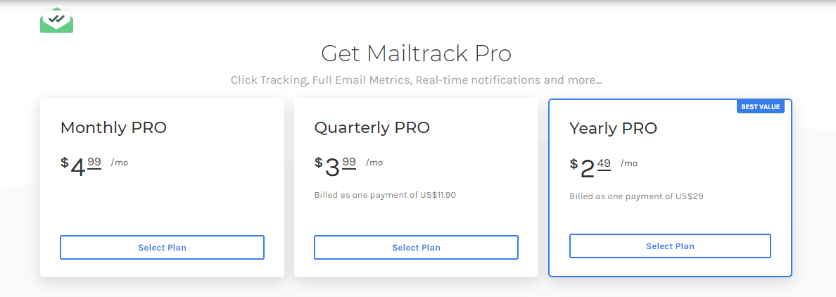 Mailtrack Pricing Plan