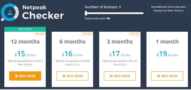 Netpeak Checker Review- Pricing Plans