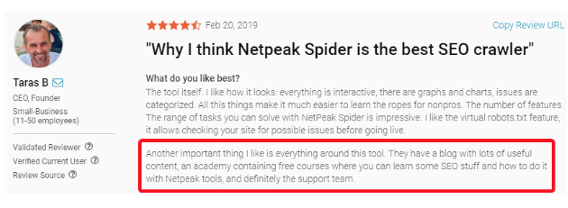 Netpeak Spider Review– Customer Support