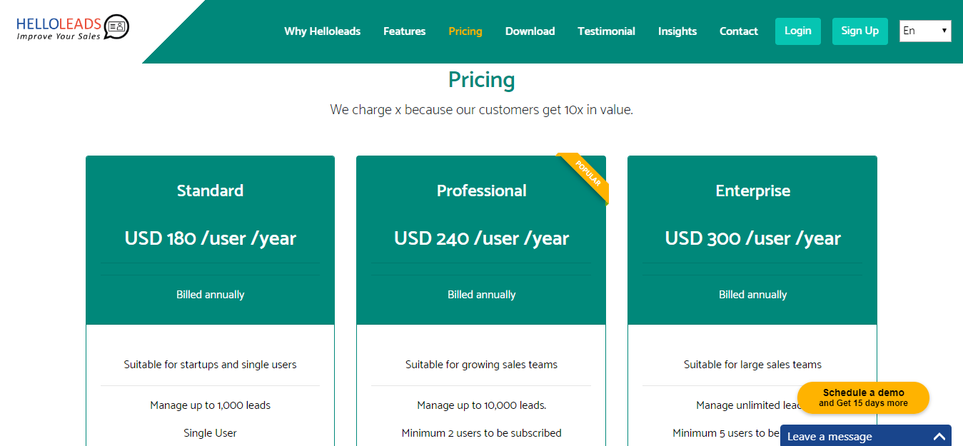Helloleads pricing
