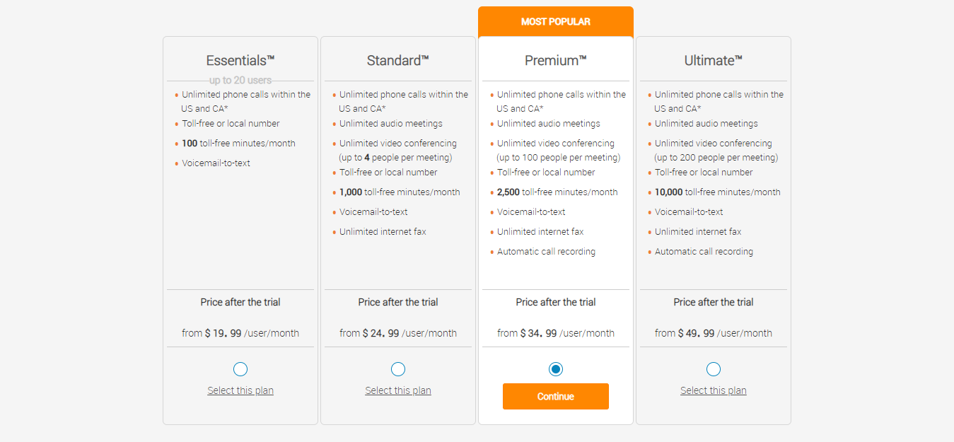 ringcentral pricing