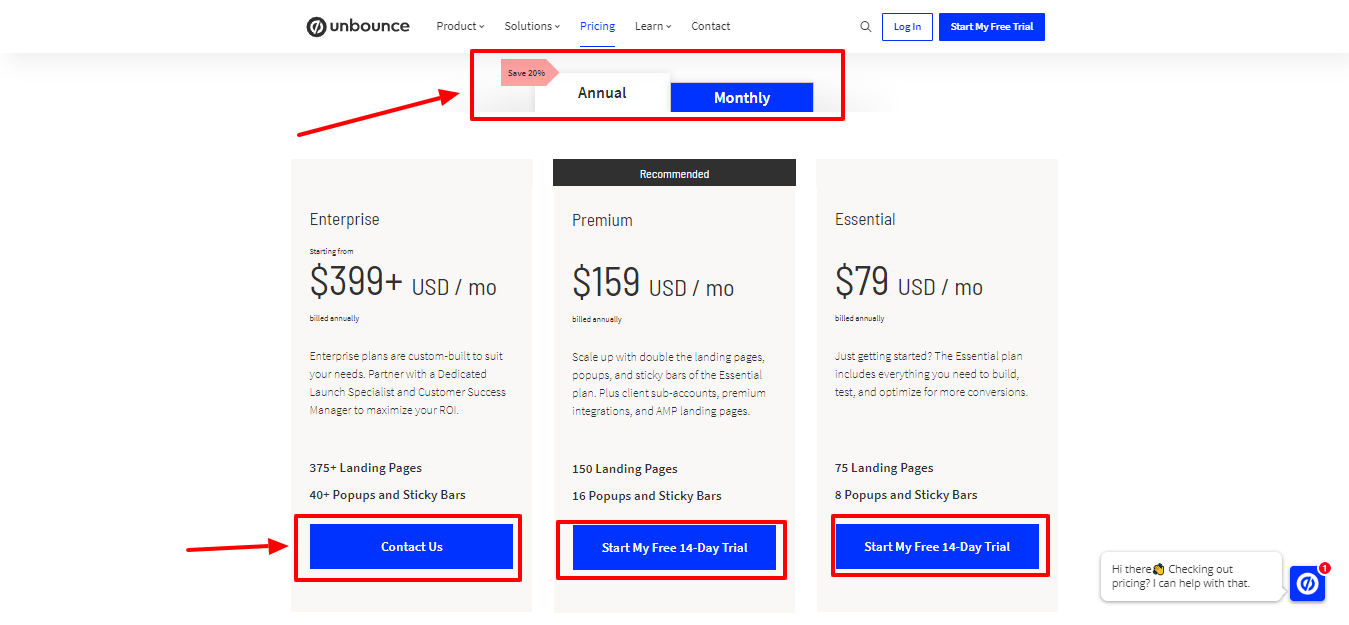 unbounce pricing