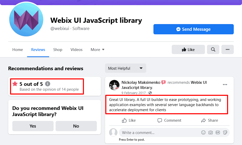 Webix_UI_JavaScript_library_Facebook Reviews