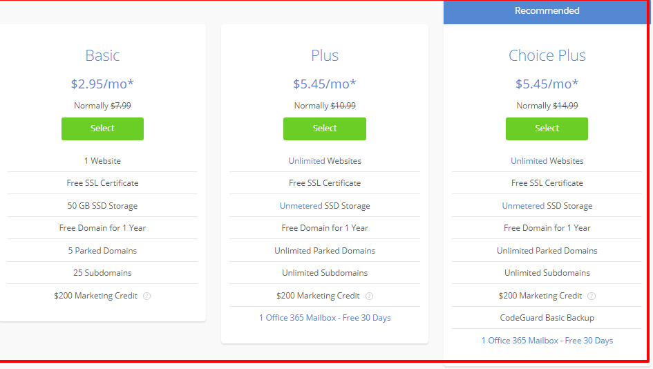 Pressable vs BlueHost vs SiteGround Comparison Review - BlueHost Pricing Plan