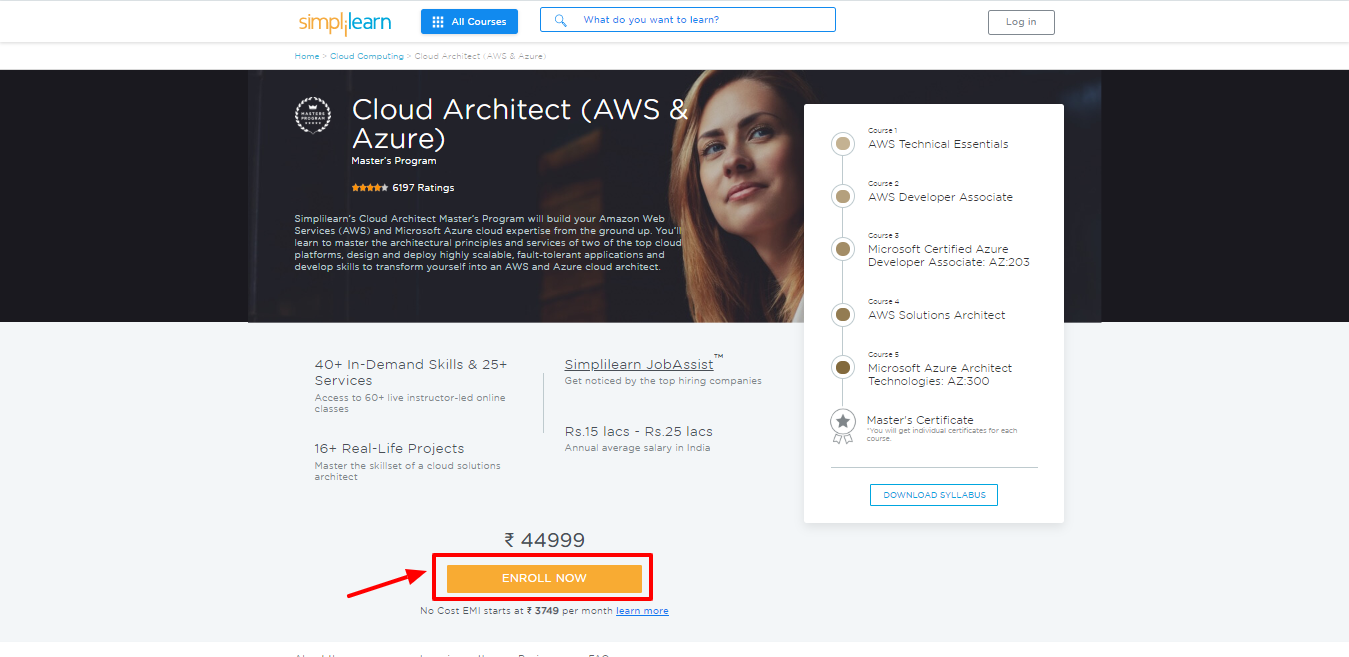 Simplilearn Review - Cloud Architect AWS Azure Masters Program Training Simplilearn