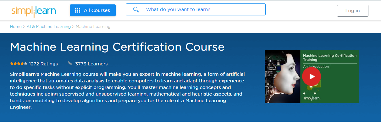 Simplilearn review - Machine Learning Certification Training