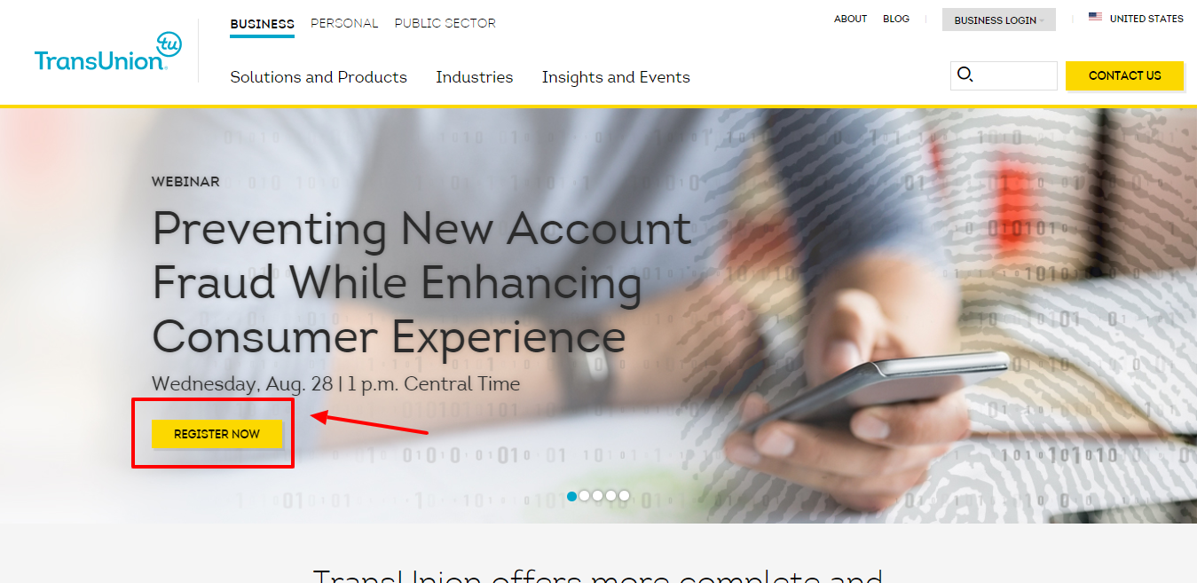 Transunion Review - new account register