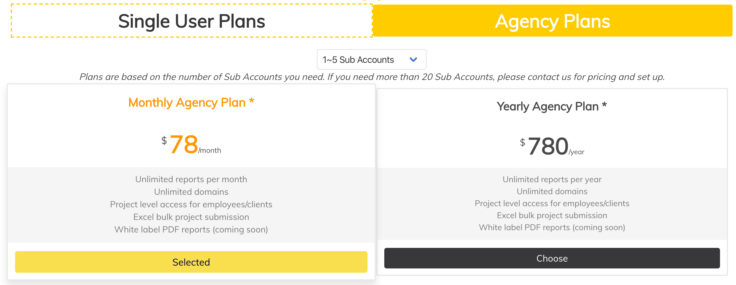 PageOptimizer Pro Agency Pricing Plans