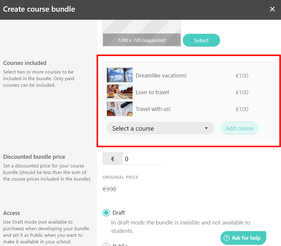 select a course