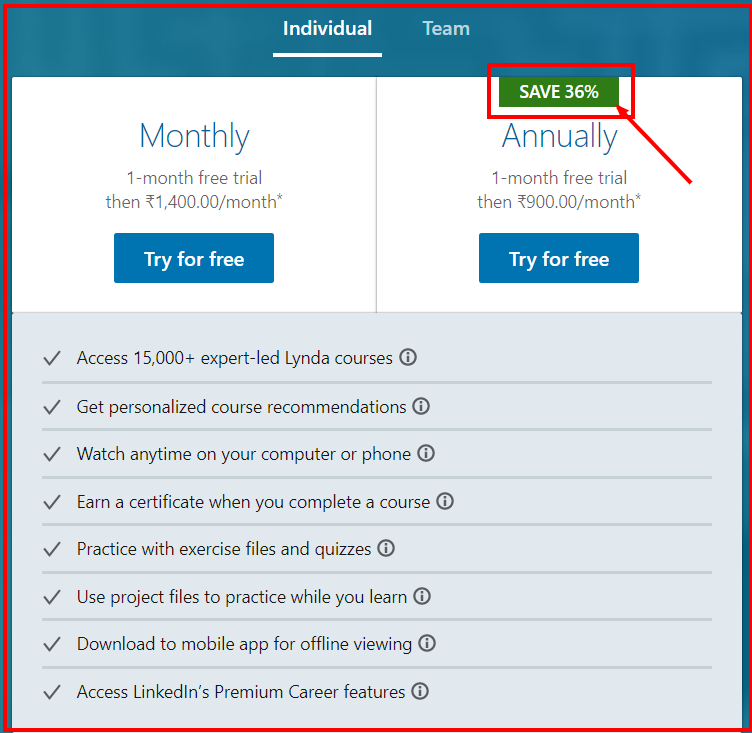  Lynda vs Coursera - Lynda Pricing