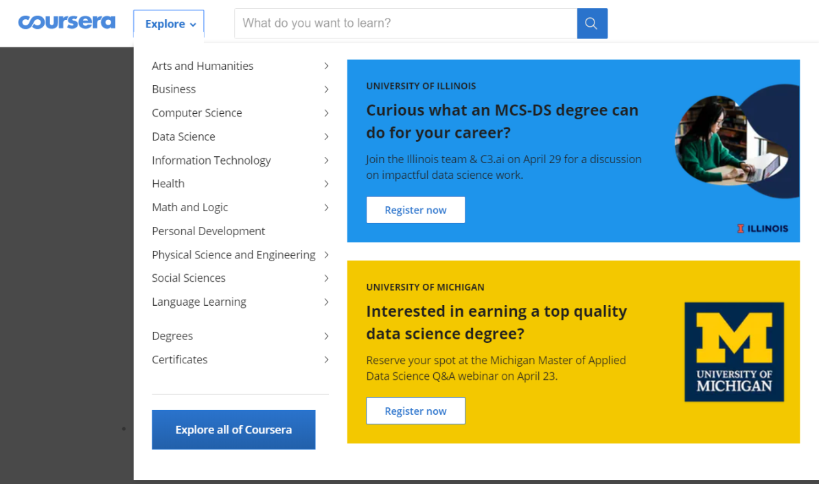  Udacity Vs Coursera- Coursera Course Availability