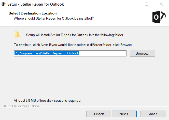 Stellar Repair For Outlook - Confirm Folder Name