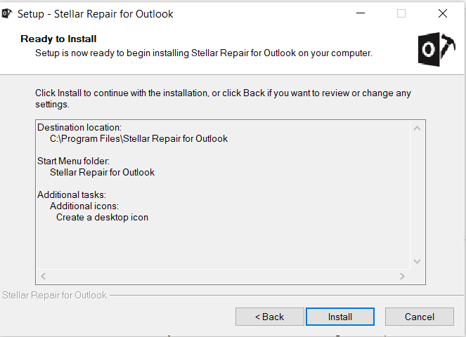 Stellar Repair For Outlook - Install