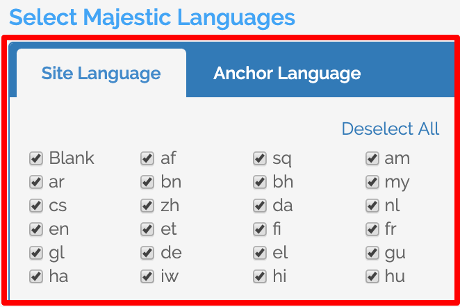 languages filters