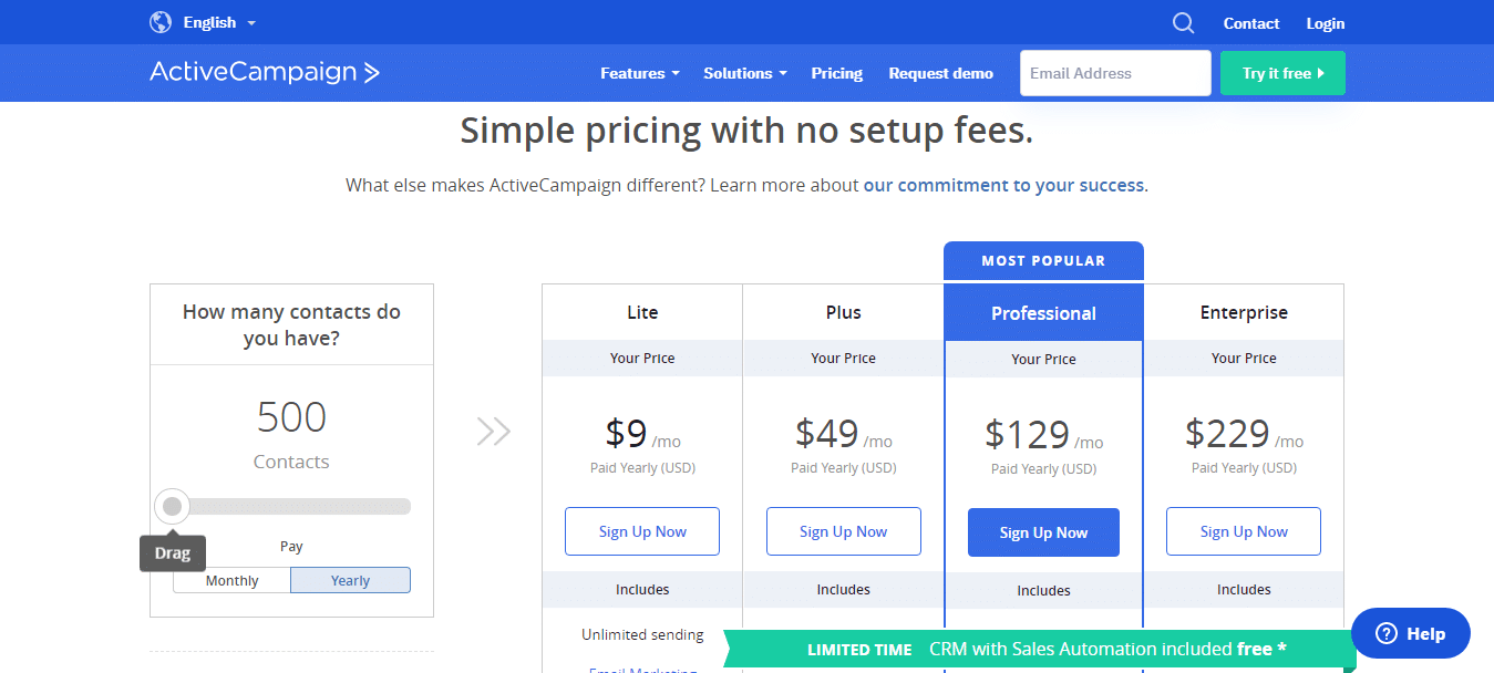 ActiveCampaign Pricing- Engagebay vs ActiveCampaign