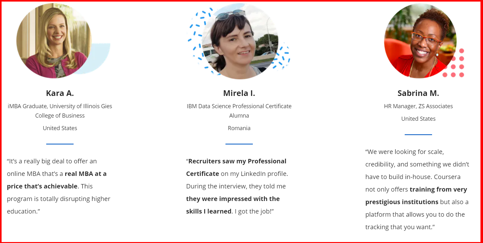 Coursera - Testimonials