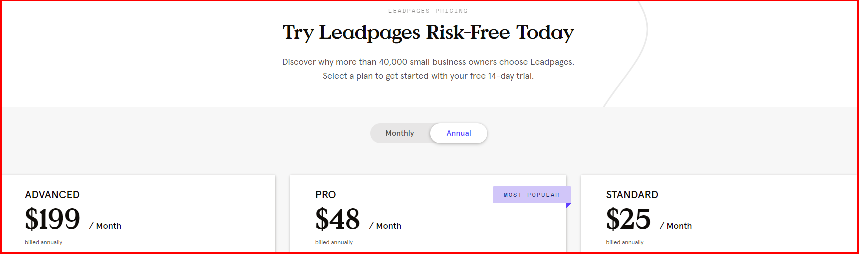 Leadpages Pricing Plans