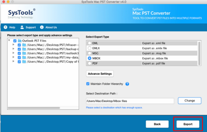 Export Mac Files- PST Converter Tool