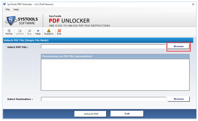  Browse PDF Unlocker - Browse Button
