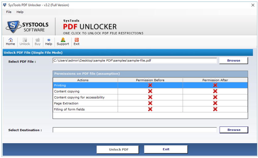 PDF Unlocker Review - File Permission