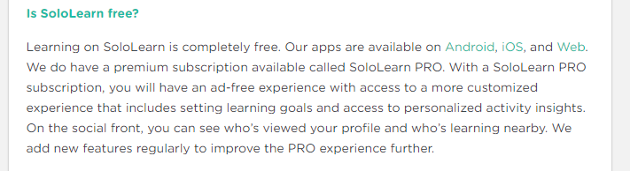 SoloLearn Pricing