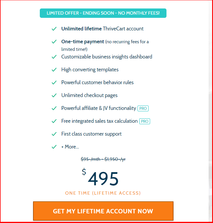 ThriveCart - Pricing Thrivecart Monthly Fee