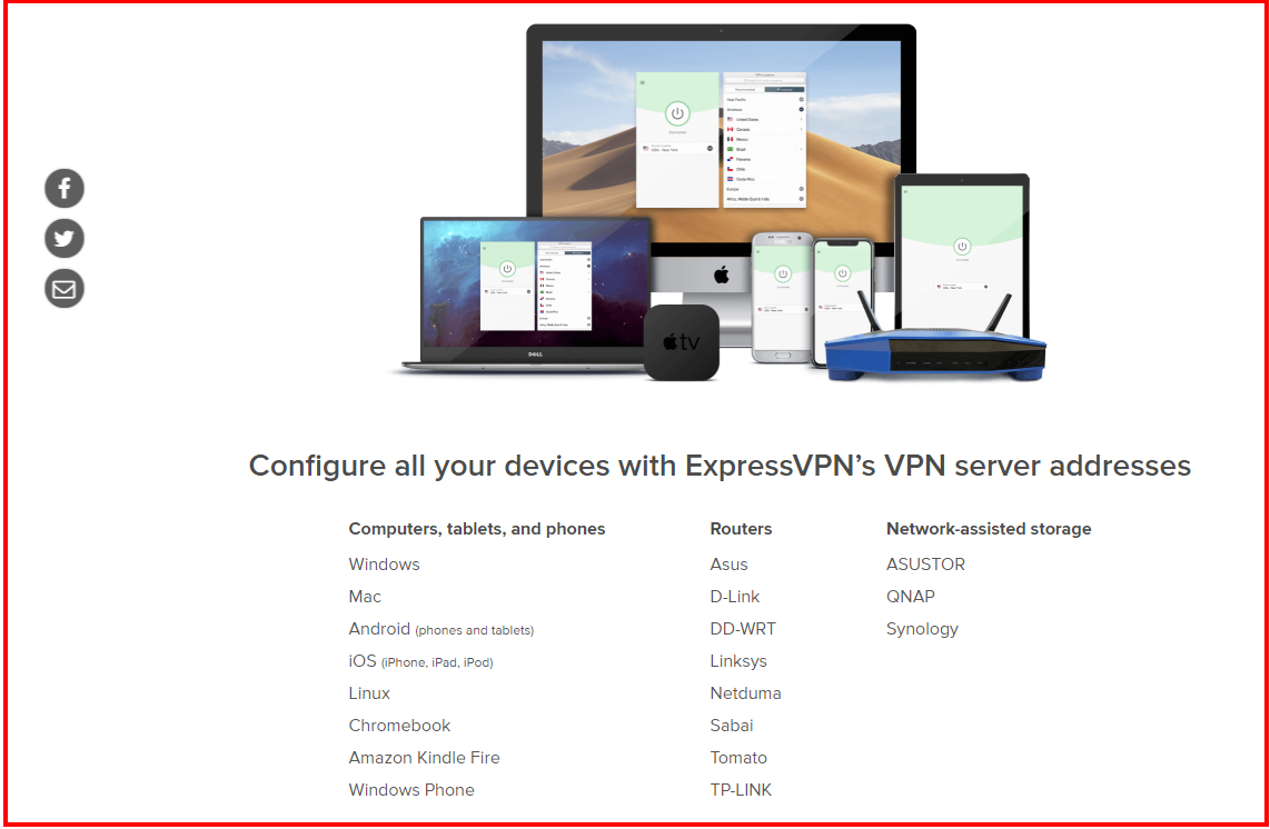 Emplacements des serveurs VPN - ExpressVPN