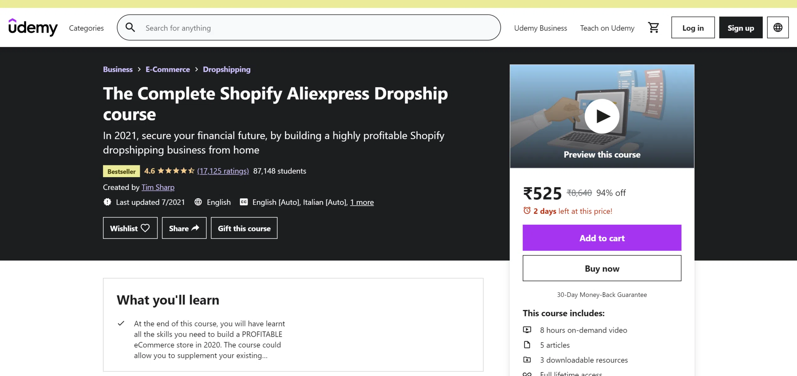 Shopify AliExpress Dropship Course
