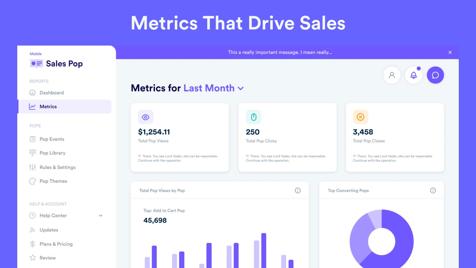 Sales pop metrics
