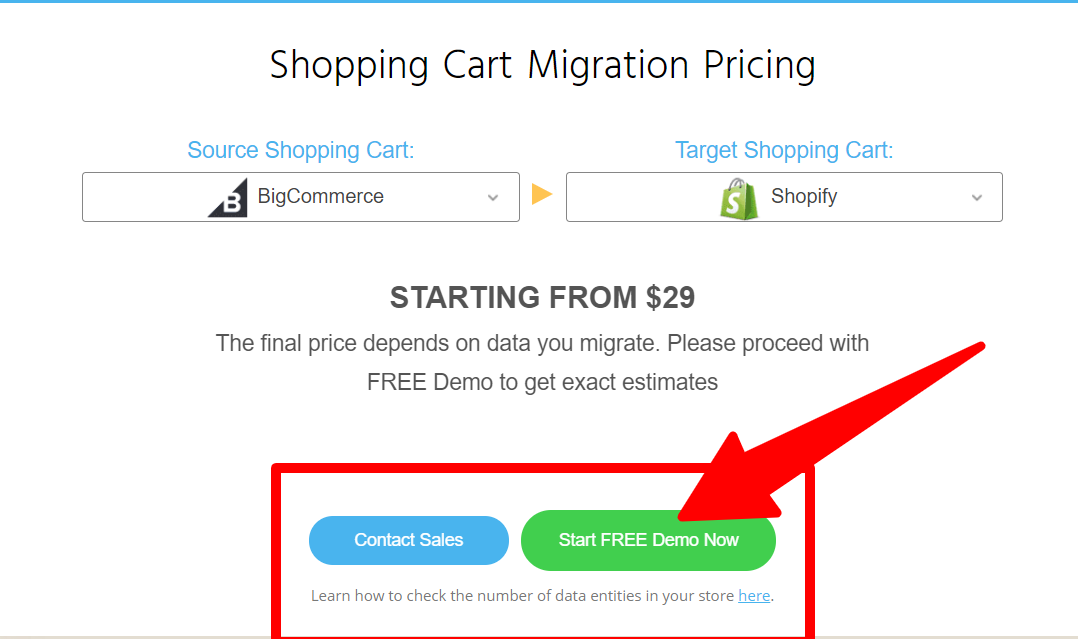  BigCommerce to Shopify Using Cart2Cart - Pricing Plan