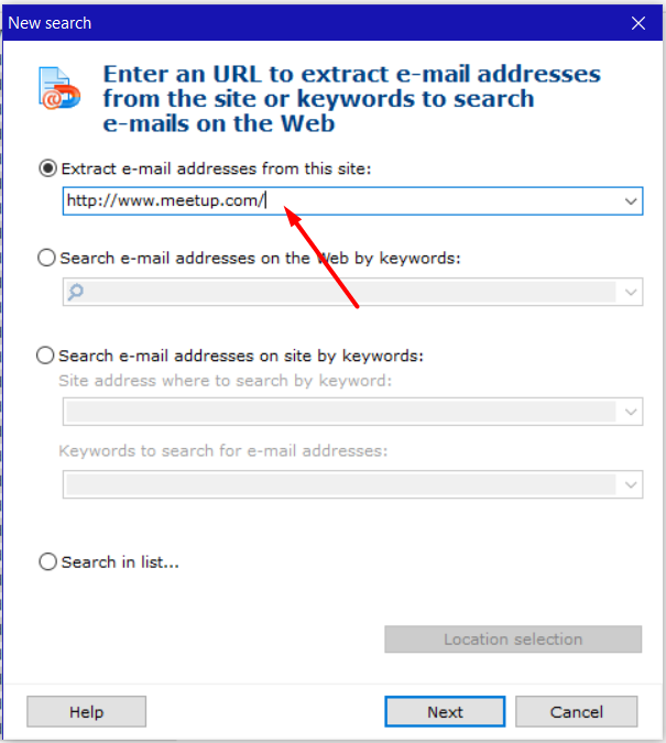 Finding Email URL