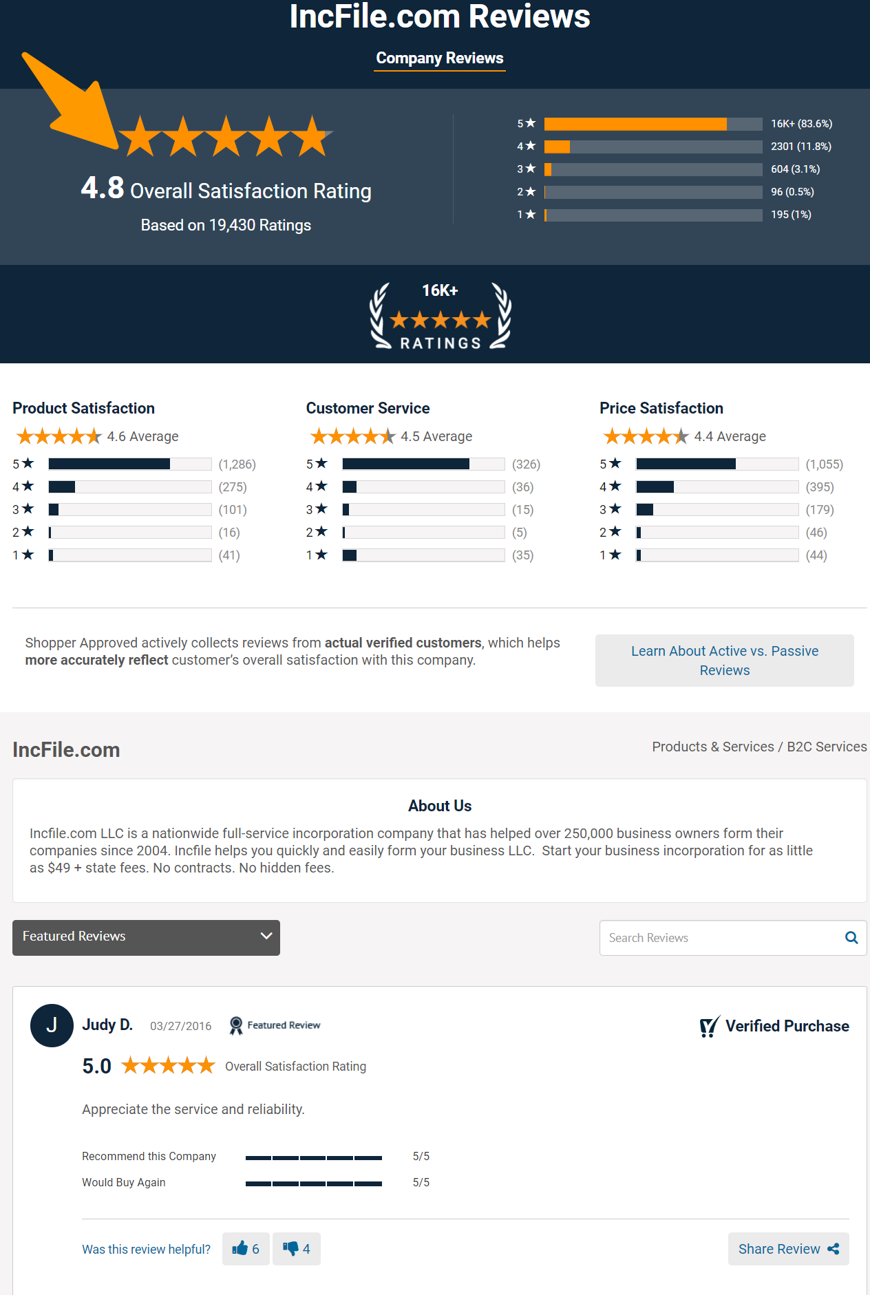 IncFile - Star Rating And Customer Review