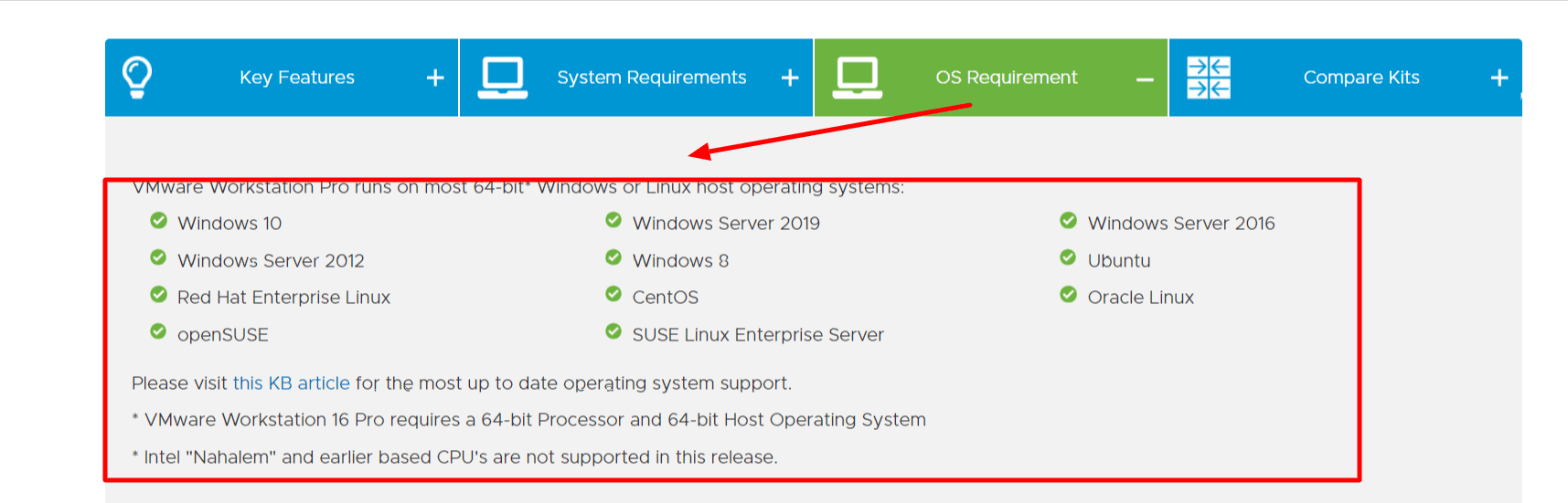 VMware Workstation Requirement