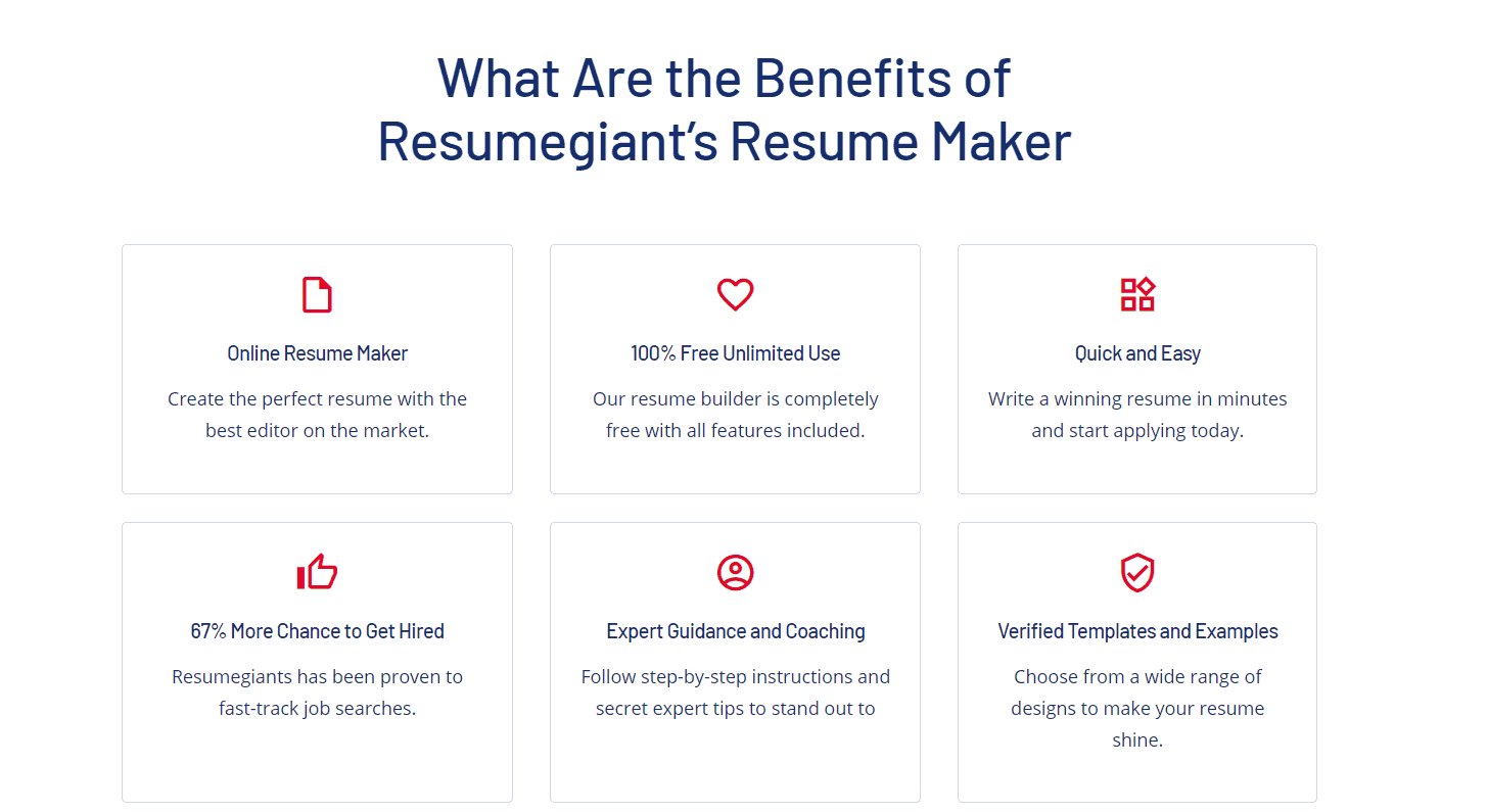 Benefits of Resumegiant’s Resume Maker