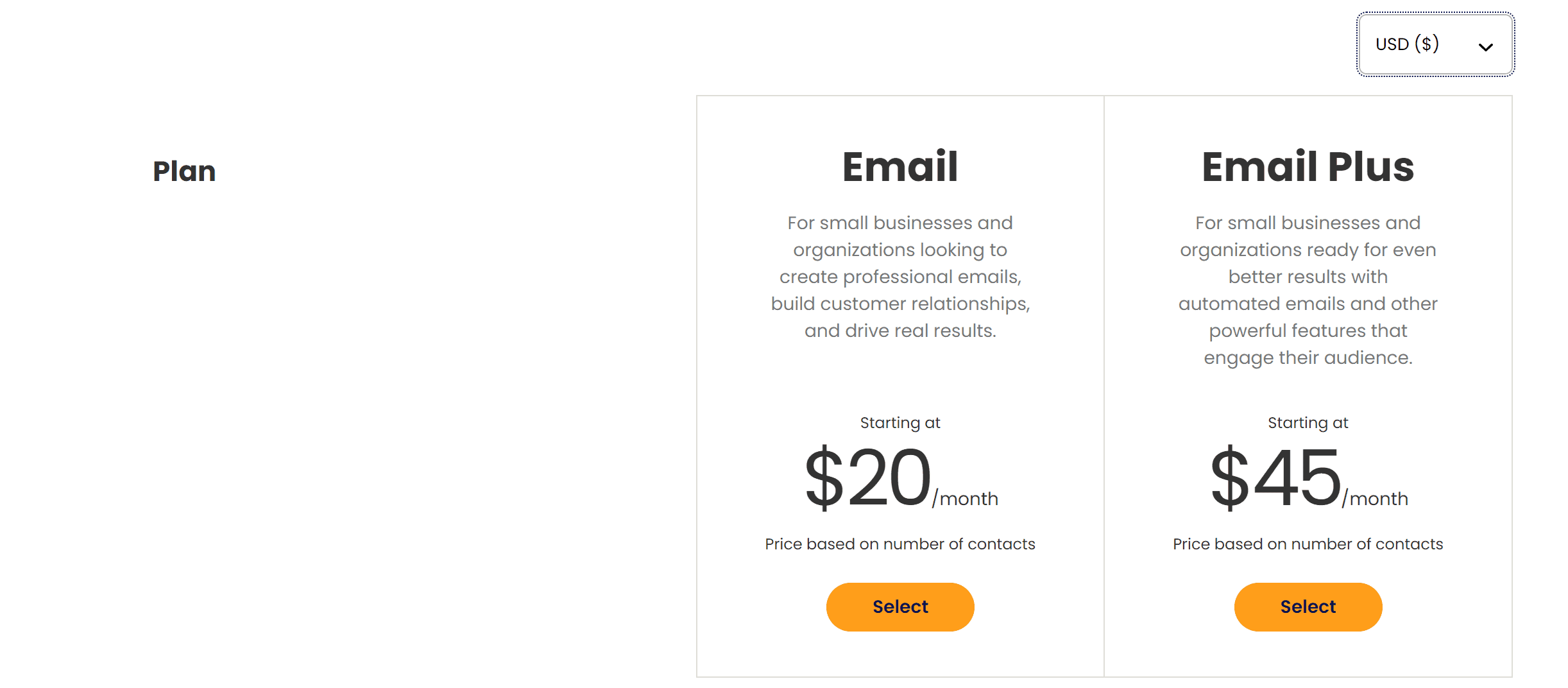 Constant Contact Pricing plans