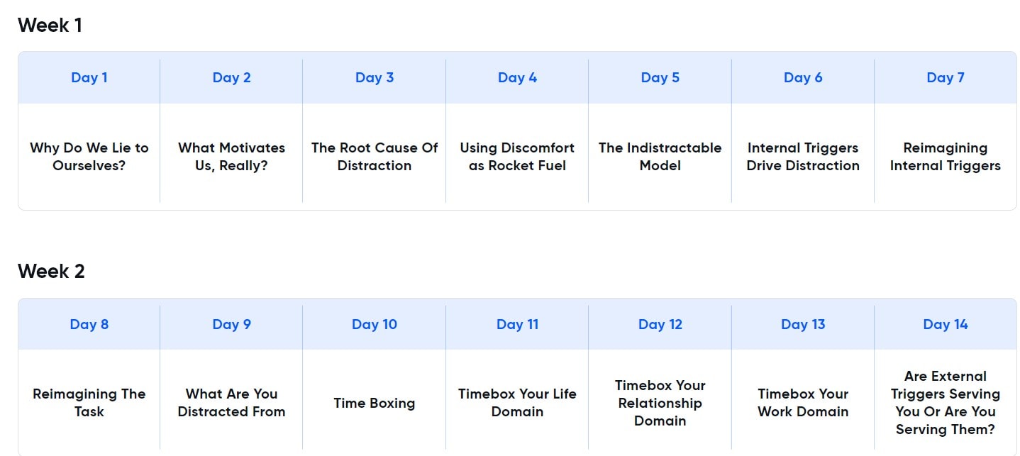 Becoming Focused And Indistractable first 14 days