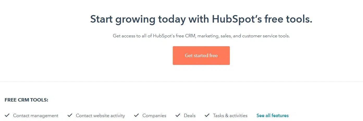 HubSpot propose un forfait gratuit